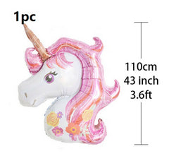 Pink Unicorn Birthday Decorations For Girls, Happy Birthday Balloon Banner Aluminum Foil Latex
