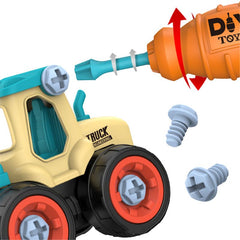 4x Take Apart Toys with Drill DIY Engineering Building Toy Friction Powered Car Bulldozer Dump Truck Excavator STEM Engineering Vehicles Toys