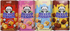 Meiji Hello Panda Biscuits Variety Bundle, 2.0 oz (Pack of 4) includes 1-Box Choco Biscuits with Choco Cream + 1-Box Biscuits with Choco Cream + 1-Box Biscuits with Strawberry Cream + 1-Box Biscuits with Milk Cream