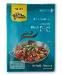 ASIAN HOME GOURMET Hot Spice Paste for Singapore Black Pepper Stir Fry 1.75 Ounce (Pack of 6)