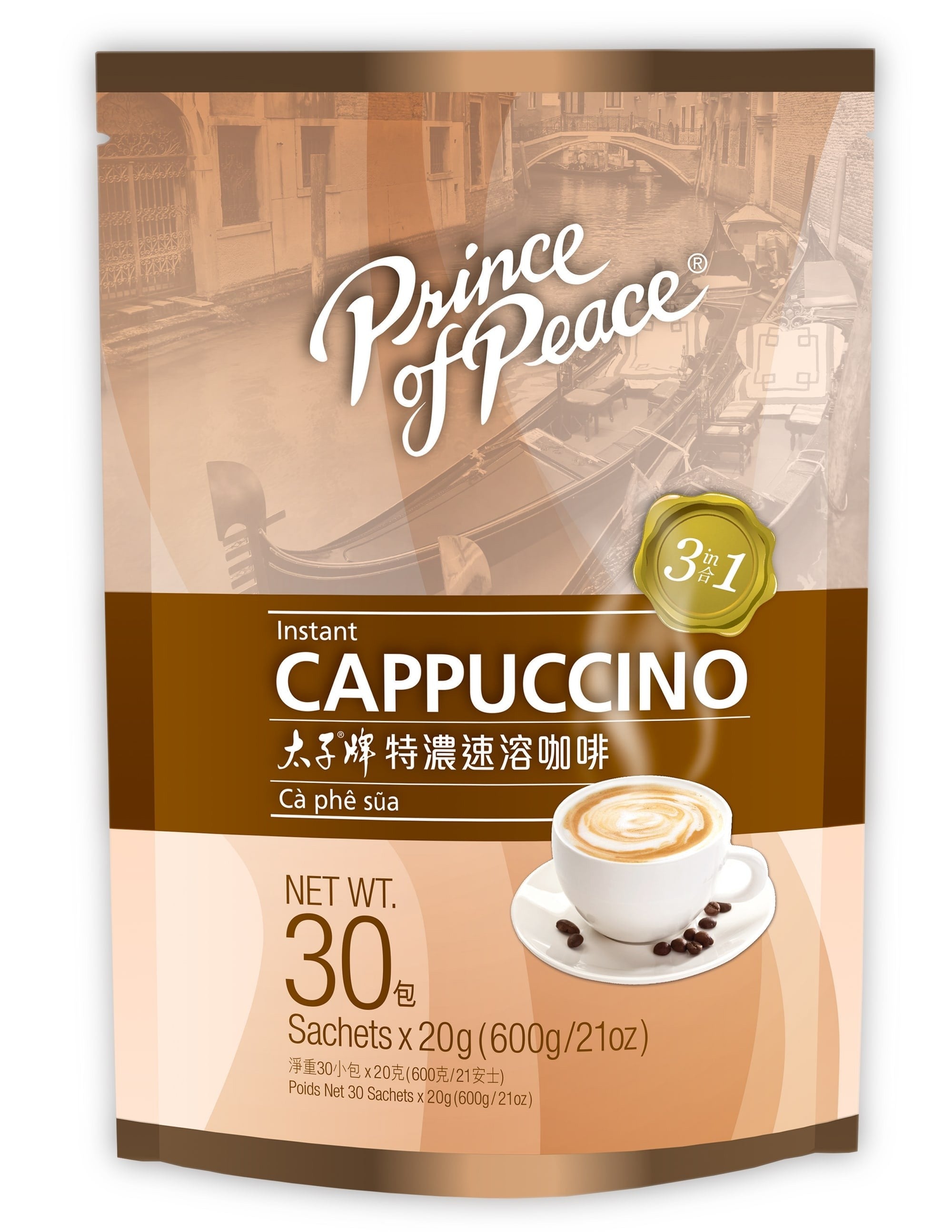 Prince of Peace 3 in 1 Instant Cappuccino, 30 Bags