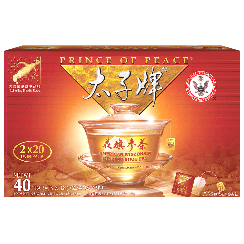 Prince of Peace American Ginseng Root Tea, Twin Pack (2 boxes X 20 bags)