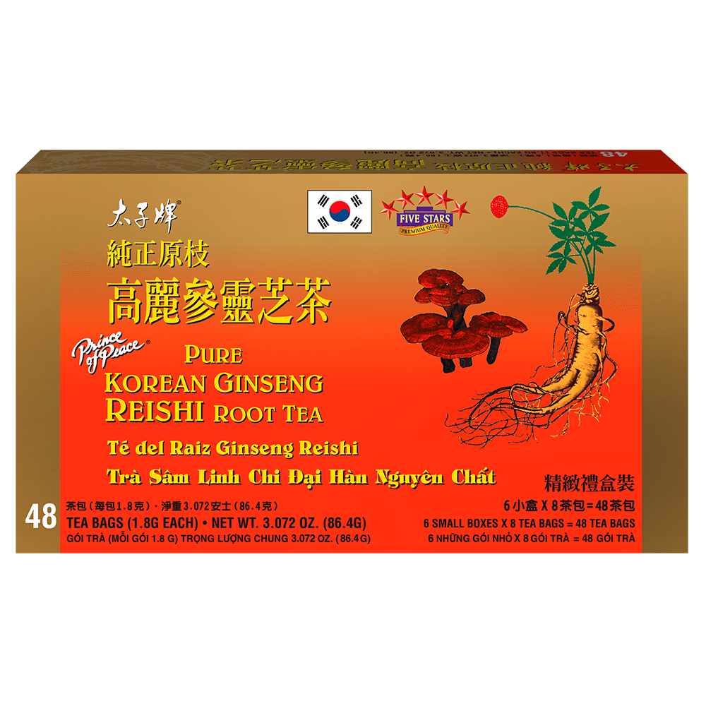 Prince of Peace Pure Korean Ginseng Reishi Root Tea, 48 Tea Bags