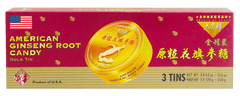 Prince of Peace American Ginseng Root Candy Gift Pack, 3x120g Gold Tins
