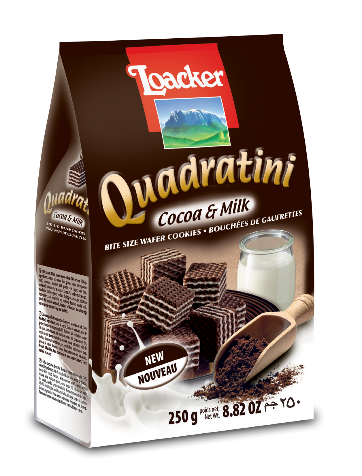 Loacker Cocoa & Milk Quadratini, 8.82 oz