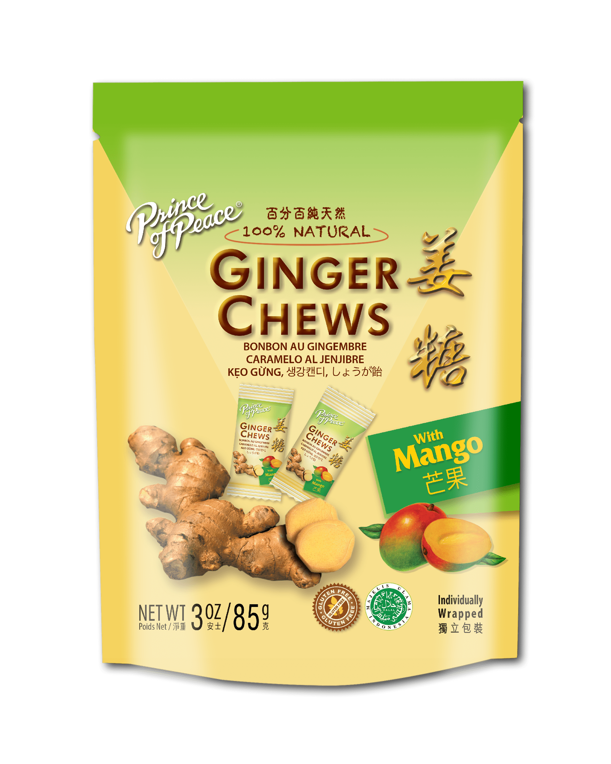 Prince of Peace Ginger Candy (Chews) With Mango, 3 oz