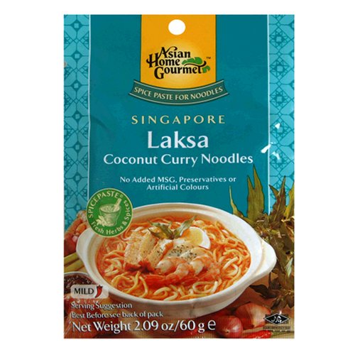 Asian Home Gourmet Singapore Laksa Coconut Curry Noodle Soup Mix, 2.09-Ounce Pouch (Pack of 12)