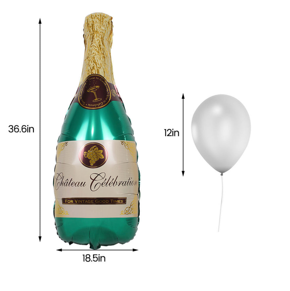 Champagne Bottle Balloon Kit, 36.6" Champagne Balloon & Balloons Assorted Colors