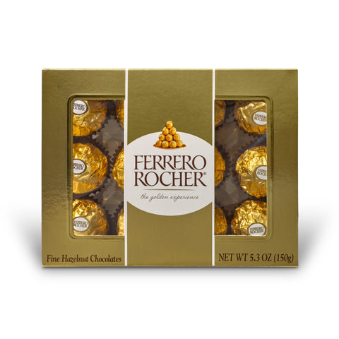 Ferrero Rocher Fine Hazelnut Chocolates, Chocolate Gift Box, 5.3 oz., 12 Pieces