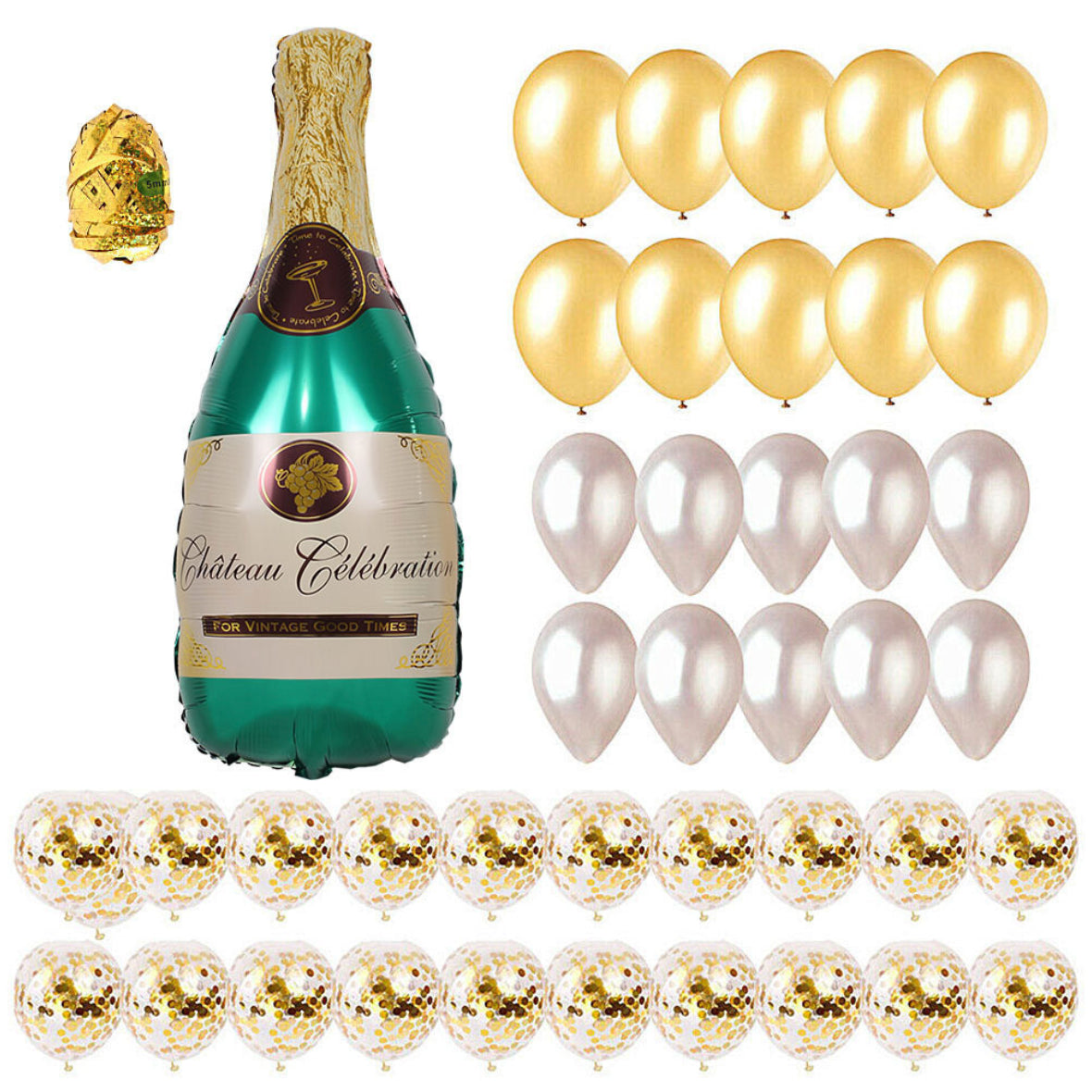 Champagne Bottle Balloon Kit, 36.6" Champagne Balloon & Balloons Assorted Colors