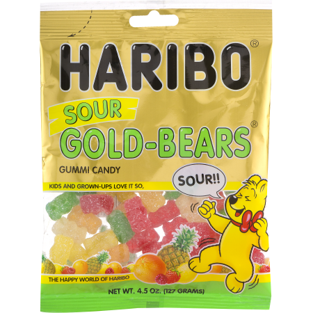 Haribo Gold-Bears Sour Original Gummi Candies, 4.5 Oz.