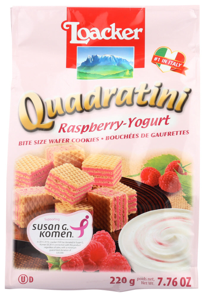 Loacker Quadratini Wafer Cookies Raspberry Yogurt, 7.76 Oz