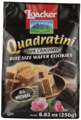 Loacker Quadratini Dark Chocolate Creme Wafer Cookies, 8.82-Ounce Packages (Pack of 8)