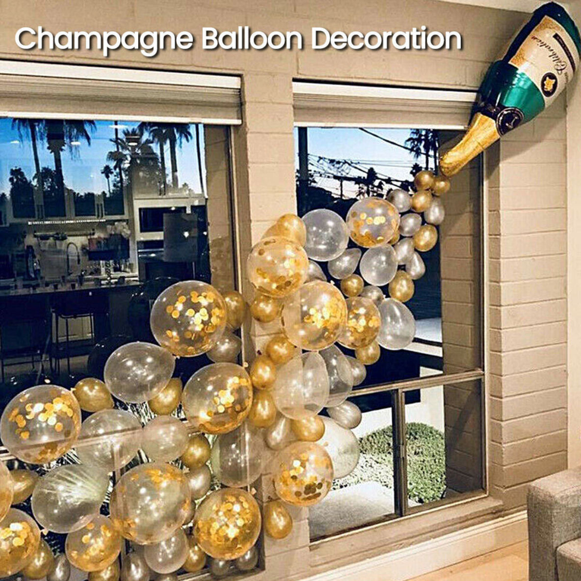 Champagne Bottle Balloon Kit, 36.6" Champagne Balloon & Balloons Assorted Colors