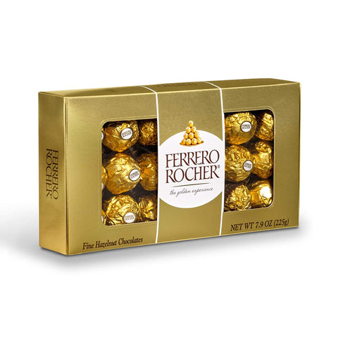 Ferrero Rocher Fine Hazelnut Milk Chocolate, Chocolate Candy Gift Box, 7.9 oz., 18 Count