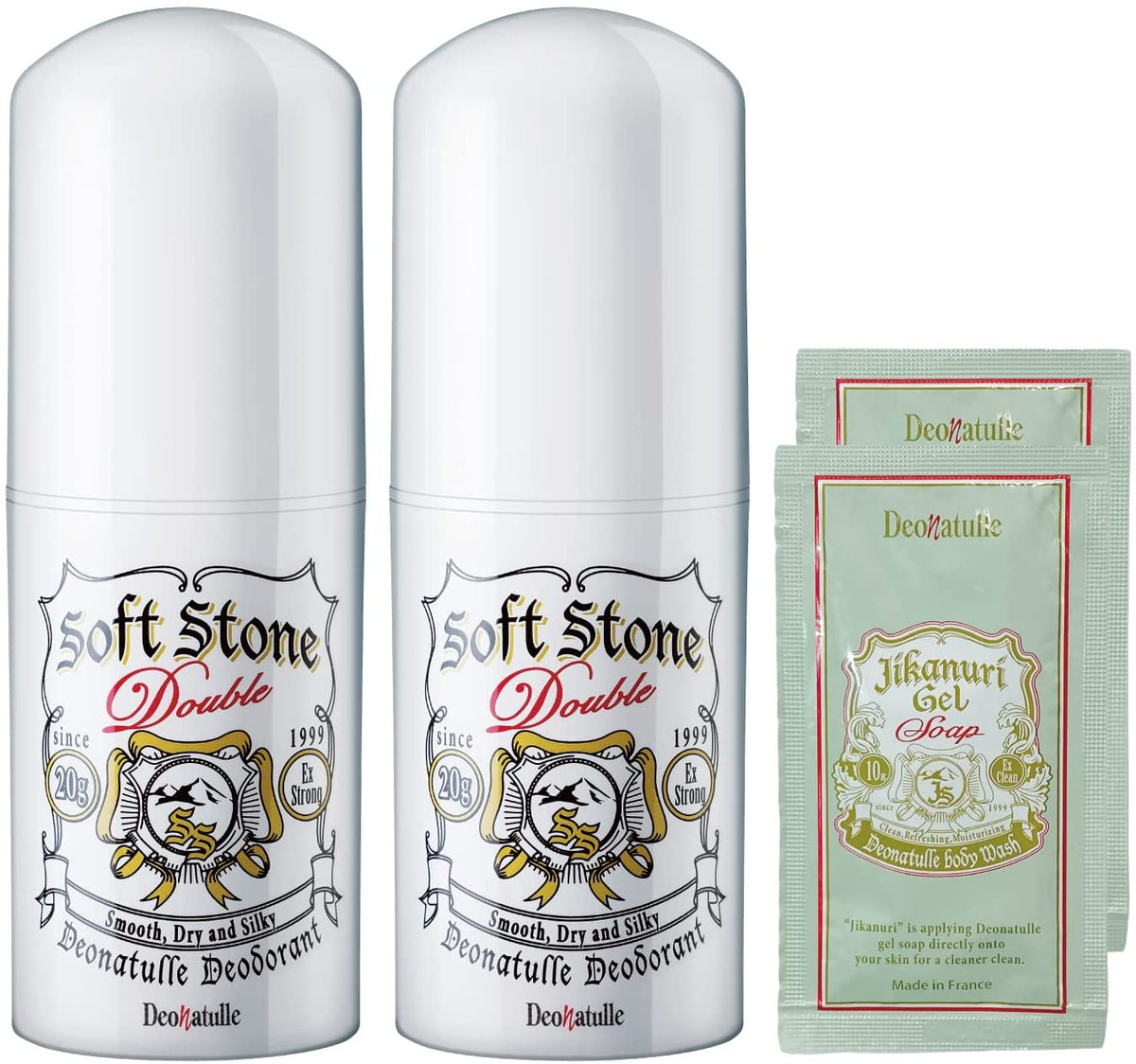 Deonatulle Soft Stone W for Woki Straight Antiperspirant Sticks x 2