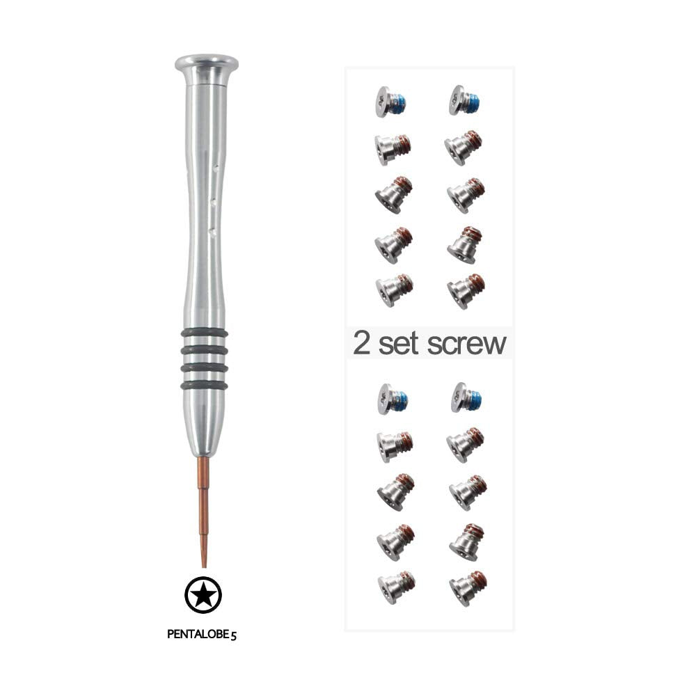 2 Sets Replacement Screws with Screwdriver for MacBook Pro 13 or 15 inch Retina Display A1398 A1425 A1502 2012-2015, Bottom Case Cover P5 Pentalobe Repair Tool Kit Laptop PC Computer