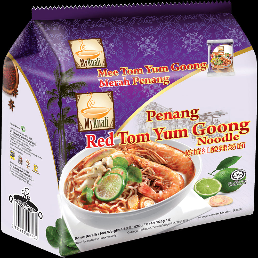 MyKuali Penang Red Tom Yum Goong Instant Noodle, 4packs