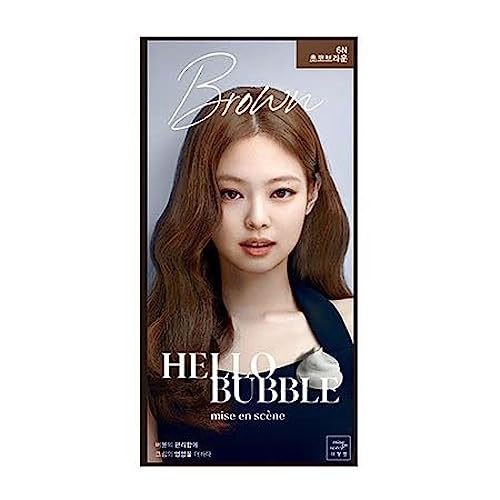 Easy Hair Coloring, mise en scene Hello Bubble Foam Color Medium Brown [6N Choco Brown], Self Care DIY Hair Coloring Amore Pacific