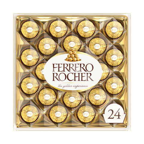 Ferrero Rocher Fine Hazelnut Milk Chocolate, 24 Count, Chocolate Valentine's Day Candy Gift Box, 10.5 oz