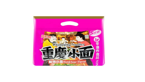 Baijia A-kuan Chongqing Spicy Hot & Sour Flavor Buldak Noodles 重庆小面酸辣味 5-PACK Family Package 19.4 Oz (550 g)