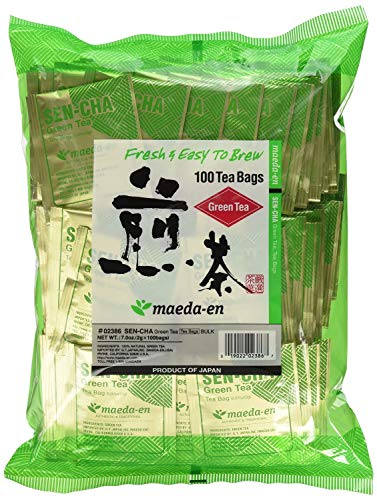 Authentic Maeda-en Japanese Sencha Green Tea - 100 Foil-Wrapped Tea Bags (Pack of 2)
