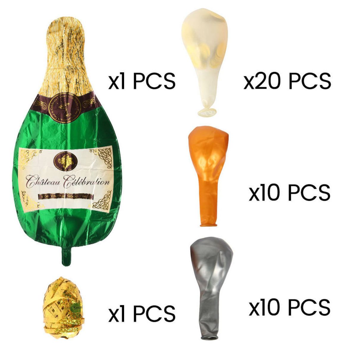 Champagne Bottle Balloon Kit, 36.6" Champagne Balloon & Balloons Assorted Colors