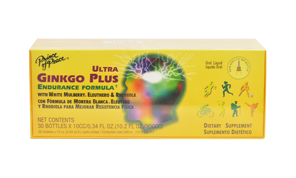 Prince of Peace Ultra Gingko Plus Endurance Formula w/Eleuthero&amp;Rhodiola, 30x10cc