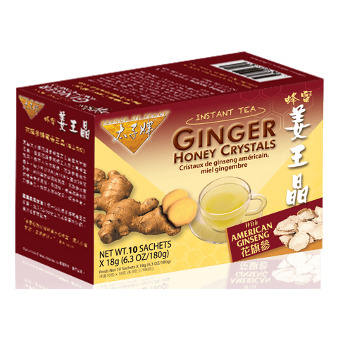 Prince of Peace Instant American Ginseng Ginger Honey Crystals, 10 Bags