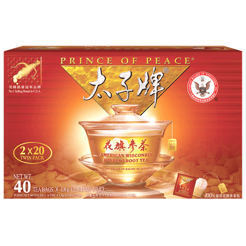 Prince of Peace American Ginseng Root Tea, Twin Pack (2 boxes X 20 bags)