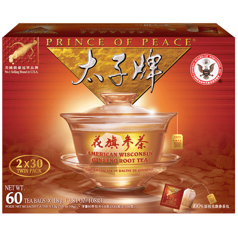 Prince of Peace American Ginseng Root Tea, Twin Pack (2 boxes X 30 tea bags)