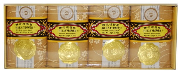 Bee &amp; Flower Sandalwood Soap Large, 4.4 oz. (pack of 4 bars)