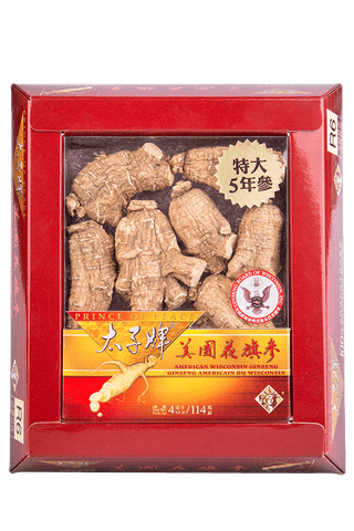 Prince of Peace Wisconsin American Ginseng 5 Year Jumbo Round Roots, 4 oz