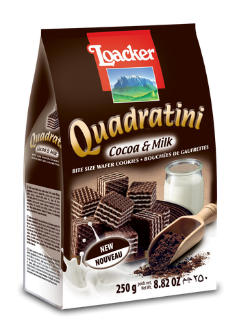 Loacker Cocoa &amp; Milk Quadratini, 8.82 oz
