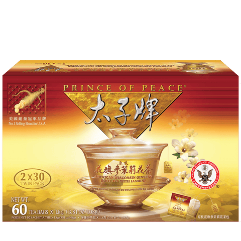 Prince of Peace Amercian Ginseng Tea with Jasmine, Twin Pack (2 boxes X 30 bags)